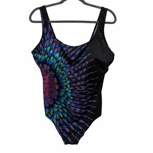 Great Lengths Swim Peacock Print One Piece - Brand New - Size 22